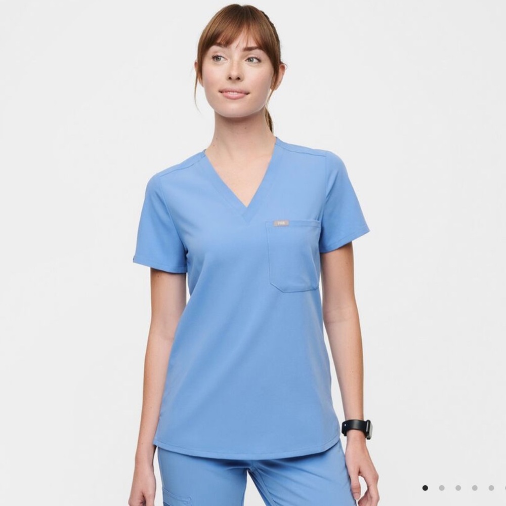 Figs Catarina One Pocket Scrub Top Ceil Blue